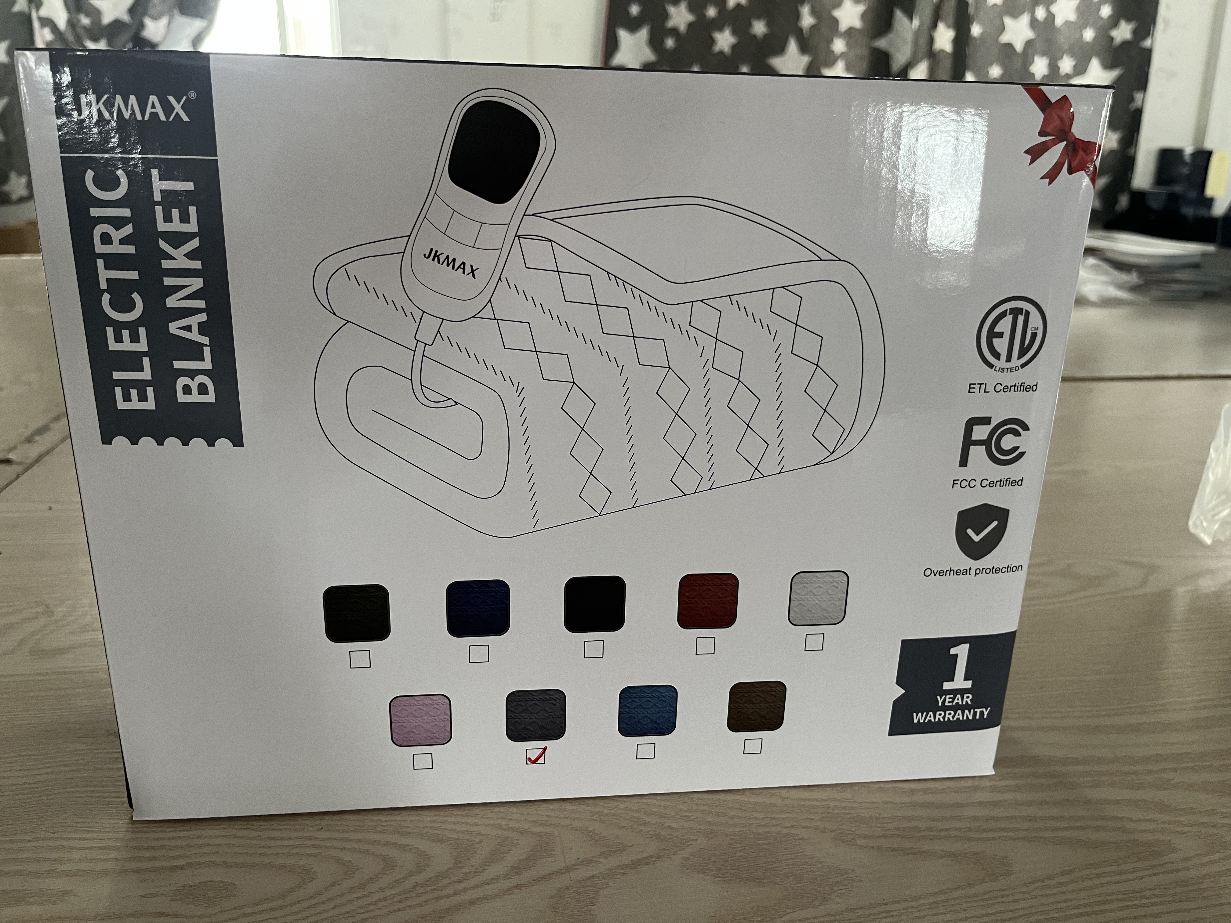 JKMAX electric blanket product packaging